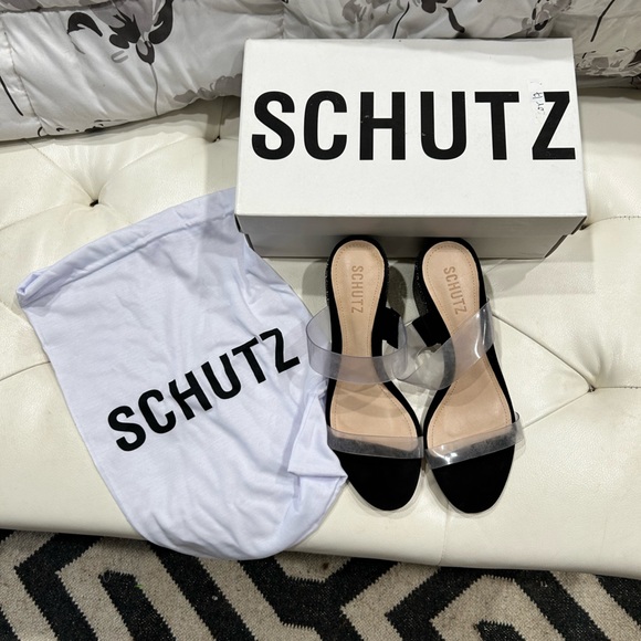 Schutz Block heel studded sandals Victoria Crystal NWT. New in box with dust bag - Picture 1 of 7